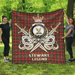 ScotsTee Shop Scottish Stewart Royal Modern Clan Crest Tartan Quilt The Golden Sword of Courageous Legacy Quilt
