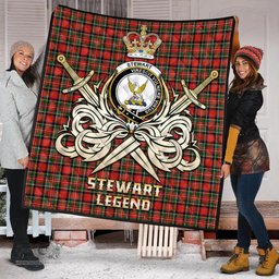 ScotsTee Shop Scottish Stewart Royal Modern Clan Crest Tartan Quilt The Golden Sword of Courageous Legacy Quilt
