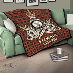 ScotsTee Shop Scottish Stewart Royal Modern Clan Crest Tartan Quilt The Golden Sword of Courageous Legacy Quilt