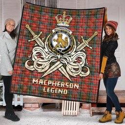 ScotsTee Shop Scottish MacPherson Weathered Clan Crest Tartan Quilt The Golden Sword of Courageous Legacy Quilt