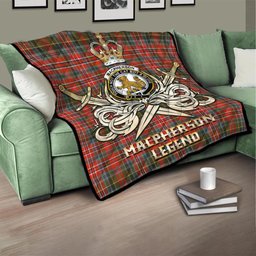 ScotsTee Shop Scottish MacPherson Weathered Clan Crest Tartan Quilt The Golden Sword of Courageous Legacy Quilt