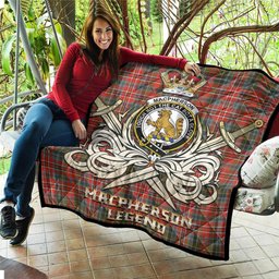ScotsTee Shop Scottish MacPherson Weathered Clan Crest Tartan Quilt The Golden Sword of Courageous Legacy Quilt