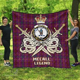 ScotsTee Shop Scottish McCall (Caithness) Clan Crest Tartan Quilt The Golden Sword of Courageous Legacy Quilt