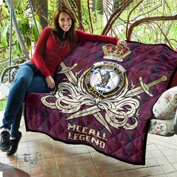 ScotsTee Shop Scottish McCall (Caithness) Clan Crest Tartan Quilt The Golden Sword of Courageous Legacy Quilt