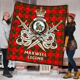 ScotsTee Shop Scottish Maxwell Modern Clan Crest Tartan Quilt The Golden Sword of Courageous Legacy Quilt