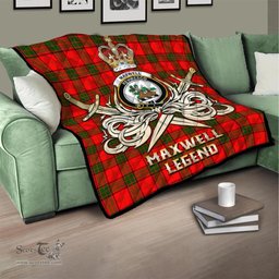 ScotsTee Shop Scottish Maxwell Modern Clan Crest Tartan Quilt The Golden Sword of Courageous Legacy Quilt