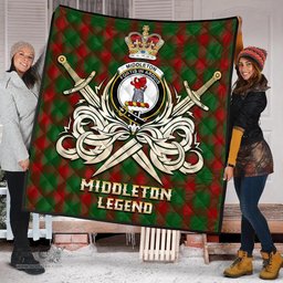 ScotsTee Shop Scottish Middleton Clan Crest Tartan Quilt The Golden Sword of Courageous Legacy Quilt