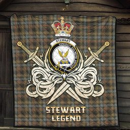 ScotsTee Shop Scottish Stewart Hunting Weathered Clan Crest Tartan Quilt The Golden Sword of Courageous Legacy Quilt
