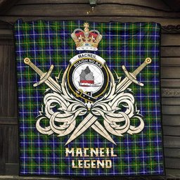 ScotsTee Shop Scottish MacNeil of Barra Modern Clan Crest Tartan Quilt The Golden Sword of Courageous Legacy Quilt