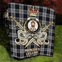 ScotsTee Shop Scottish Menzies Black Dress Clan Crest Tartan Quilt The Golden Sword of Courageous Legacy Quilt