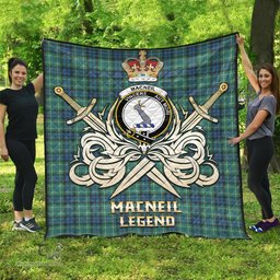 ScotsTee Shop Scottish MacNeil of Colonsay Ancient Clan Crest Tartan Quilt The Golden Sword of Courageous Legacy Quilt