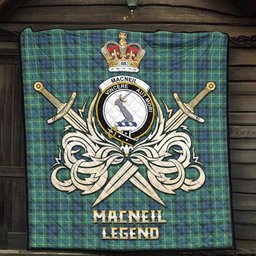 ScotsTee Shop Scottish MacNeil of Colonsay Ancient Clan Crest Tartan Quilt The Golden Sword of Courageous Legacy Quilt