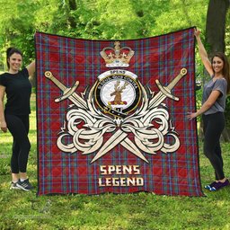 ScotsTee Shop Scottish Spens Clan Crest Tartan Quilt The Golden Sword of Courageous Legacy Quilt