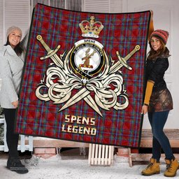 ScotsTee Shop Scottish Spens Clan Crest Tartan Quilt The Golden Sword of Courageous Legacy Quilt