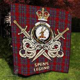 ScotsTee Shop Scottish Spens Clan Crest Tartan Quilt The Golden Sword of Courageous Legacy Quilt