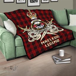 ScotsTee Shop Scottish MacLeod of Raasay Highland Clan Crest Tartan Quilt The Golden Sword of Courageous Legacy Quilt