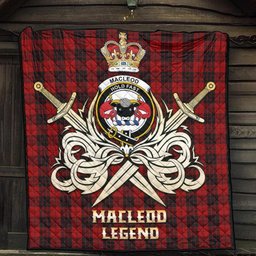 ScotsTee Shop Scottish MacLeod of Raasay Highland Clan Crest Tartan Quilt The Golden Sword of Courageous Legacy Quilt