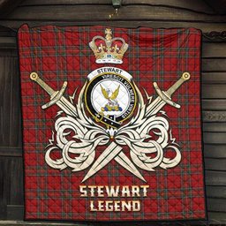 ScotsTee Shop Scottish Stewart of Galloway Clan Crest Tartan Quilt The Golden Sword of Courageous Legacy Quilt