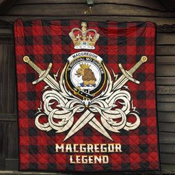 ScotsTee Shop Scottish Rob Roy Macgregor Clan Crest Tartan Quilt The Golden Sword of Courageous Legacy Quilt