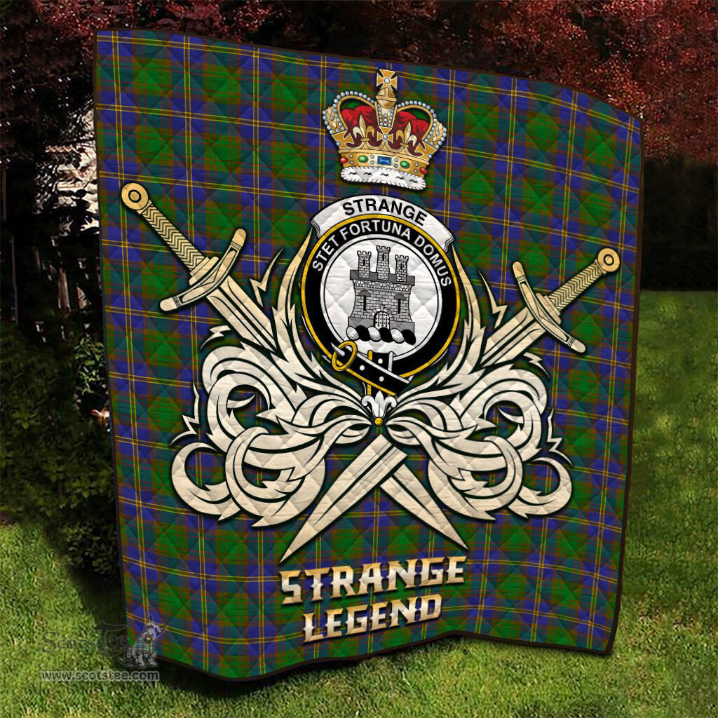ScotsTee Shop Scottish Strange of Balkaskie Clan Crest Tartan Quilt The Golden Sword of Courageous Legacy Quilt