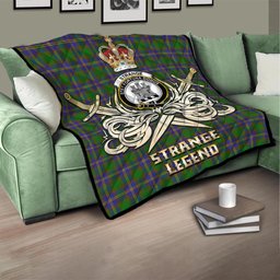 ScotsTee Shop Scottish Strange of Balkaskie Clan Crest Tartan Quilt The Golden Sword of Courageous Legacy Quilt