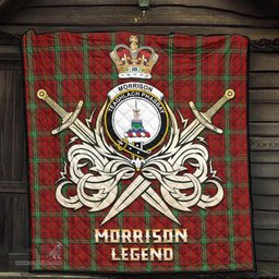 ScotsTee Shop Scottish Morrison Clan Crest Tartan Quilt The Golden Sword of Courageous Legacy Quilt