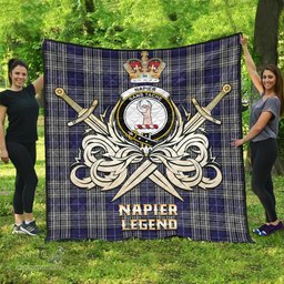 ScotsTee Shop Scottish Napier Clan Crest Tartan Quilt The Golden Sword of Courageous Legacy Quilt