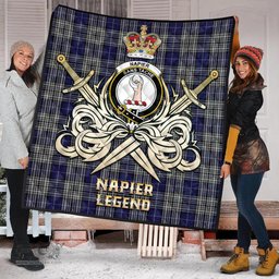 ScotsTee Shop Scottish Napier Clan Crest Tartan Quilt The Golden Sword of Courageous Legacy Quilt