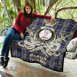ScotsTee Shop Scottish Napier Clan Crest Tartan Quilt The Golden Sword of Courageous Legacy Quilt