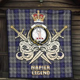 ScotsTee Shop Scottish Napier Clan Crest Tartan Quilt The Golden Sword of Courageous Legacy Quilt