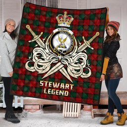 ScotsTee Shop Scottish Stewart of Atholl Clan Crest Tartan Quilt The Golden Sword of Courageous Legacy Quilt