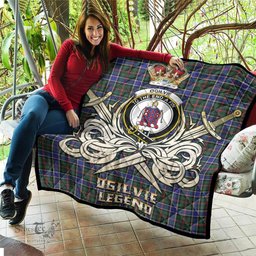 ScotsTee Shop Scottish Ogilvie (Ogilvy) Hunting Modern Clan Crest Tartan Quilt The Golden Sword of Courageous Legacy Quilt