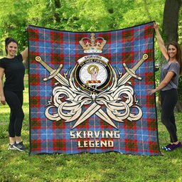 ScotsTee Shop Scottish Skirving Clan Crest Tartan Quilt The Golden Sword of Courageous Legacy Quilt