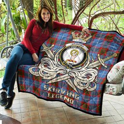 ScotsTee Shop Scottish Skirving Clan Crest Tartan Quilt The Golden Sword of Courageous Legacy Quilt
