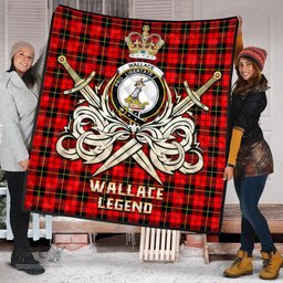 ScotsTee Shop Scottish Wallace Hunting Red Clan Crest Tartan Quilt The Golden Sword of Courageous Legacy Quilt