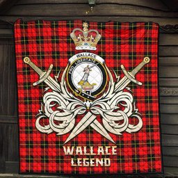 ScotsTee Shop Scottish Wallace Hunting Red Clan Crest Tartan Quilt The Golden Sword of Courageous Legacy Quilt