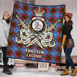ScotsTee Shop Scottish Trotter Clan Crest Tartan Quilt The Golden Sword of Courageous Legacy Quilt