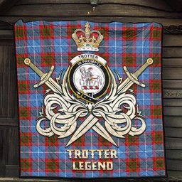 ScotsTee Shop Scottish Trotter Clan Crest Tartan Quilt The Golden Sword of Courageous Legacy Quilt