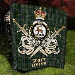 ScotsTee Shop Scottish Scott Green Clan Crest Tartan Quilt The Golden Sword of Courageous Legacy Quilt