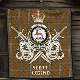 ScotsTee Shop Scottish Scott Brown Modern Clan Crest Tartan Quilt The Golden Sword of Courageous Legacy Quilt