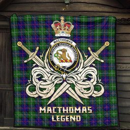ScotsTee Shop Scottish MacThomas Modern Clan Crest Tartan Quilt The Golden Sword of Courageous Legacy Quilt
