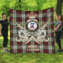 ScotsTee Shop Scottish Rose White Dress Clan Crest Tartan Quilt The Golden Sword of Courageous Legacy Quilt