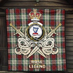 ScotsTee Shop Scottish Rose White Dress Clan Crest Tartan Quilt The Golden Sword of Courageous Legacy Quilt