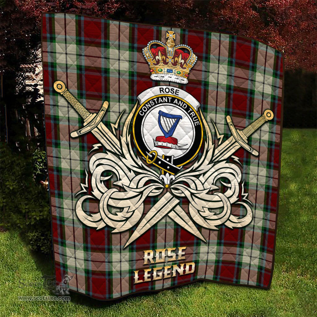 ScotsTee Shop Scottish Rose White Dress Clan Crest Tartan Quilt The Golden Sword of Courageous Legacy Quilt