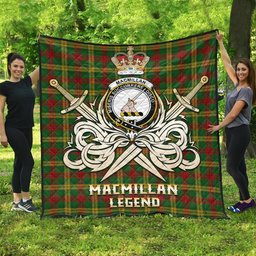 ScotsTee Shop Scottish MacMillan Society of Glasgow Clan Crest Tartan Quilt The Golden Sword of Courageous Legacy Quilt