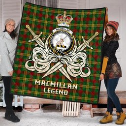 ScotsTee Shop Scottish MacMillan Society of Glasgow Clan Crest Tartan Quilt The Golden Sword of Courageous Legacy Quilt