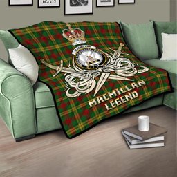 ScotsTee Shop Scottish MacMillan Society of Glasgow Clan Crest Tartan Quilt The Golden Sword of Courageous Legacy Quilt