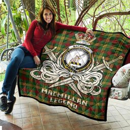 ScotsTee Shop Scottish MacMillan Society of Glasgow Clan Crest Tartan Quilt The Golden Sword of Courageous Legacy Quilt