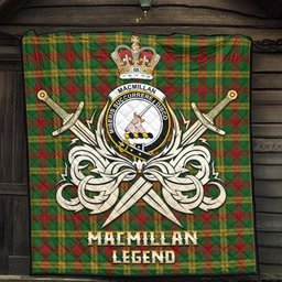 ScotsTee Shop Scottish MacMillan Society of Glasgow Clan Crest Tartan Quilt The Golden Sword of Courageous Legacy Quilt