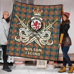 ScotsTee Shop Scottish Wilson Ancient Clan Crest Tartan Quilt The Golden Sword of Courageous Legacy Quilt